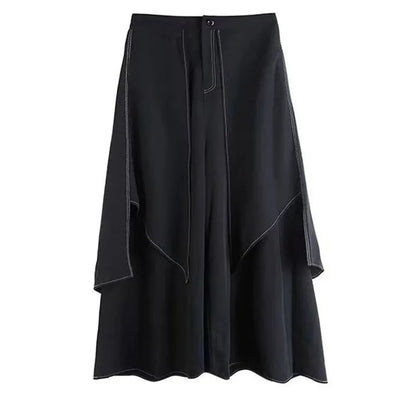 Gothic Y2K Double Layer Casual Culottes Streetwear Samurai Pants