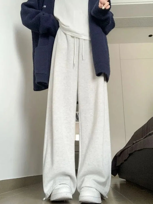 Casual Gray Oversize Y2K Sweatpants Korean Solid Harajuku Streetwear Wide Leg Pant