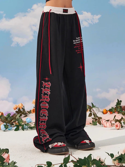 Letter Baggy Sweatpants Women Y2k Goth Streetwear Jogging Pant