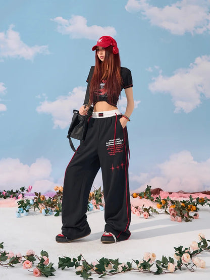 Letter Baggy Sweatpants Women Y2k Goth Streetwear Jogging Pant