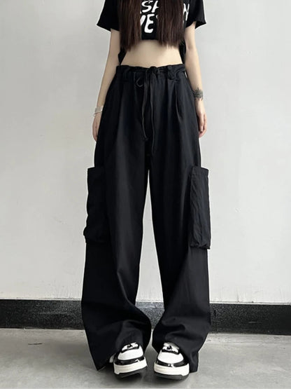 Gothic Punk Oversize Harajuku Techwear White Cargo Grunge Jogging Pant