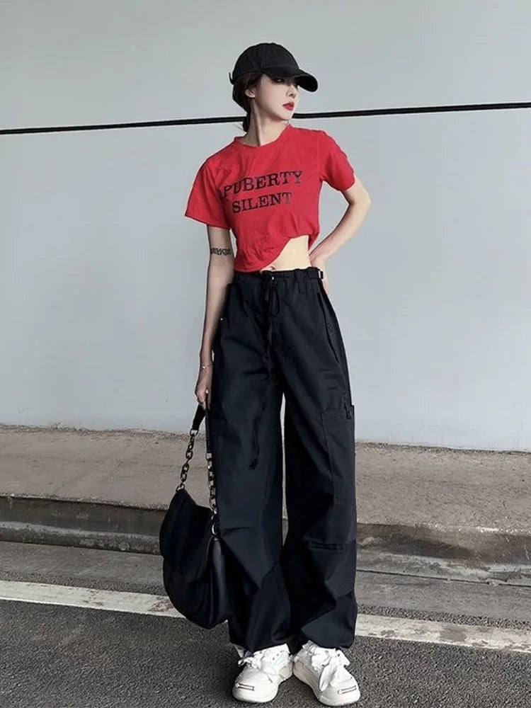 Retro Green Cargo Women Y2K Harajuku Oversize Wide Leg Pant