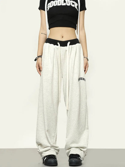 Hippie Y2K Gray Jogger Sports Kpop Harajuku Streetwear Patchwork Pant