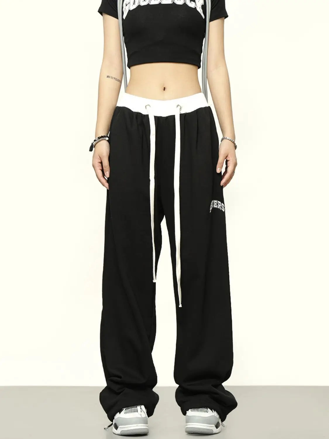 Hippie Y2K Gray Jogger Sports Kpop Harajuku Streetwear Patchwork Pant