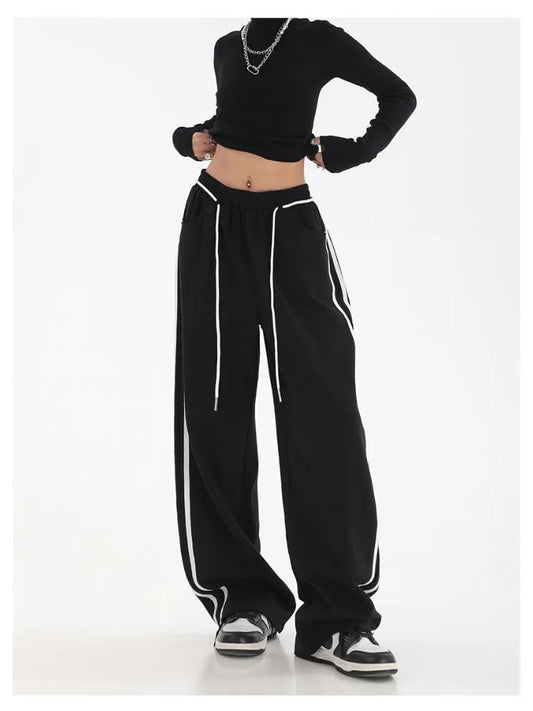 Japanese Black Sweatpants Women Cyber Punk Oversize Wide Jogger Pant