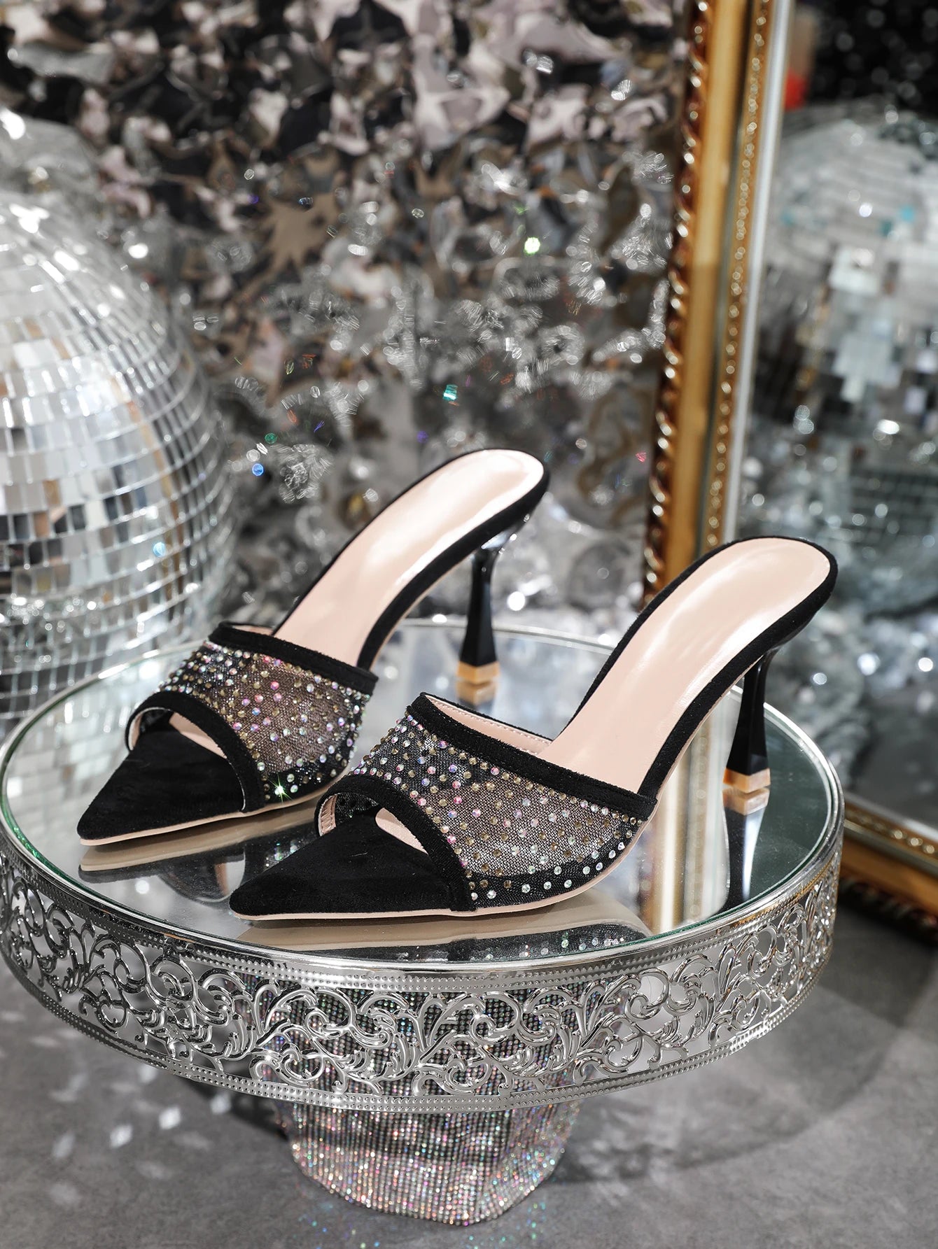 Rhinestone Slippers Fashion High Heel High Heels Open Toe Party High Heel