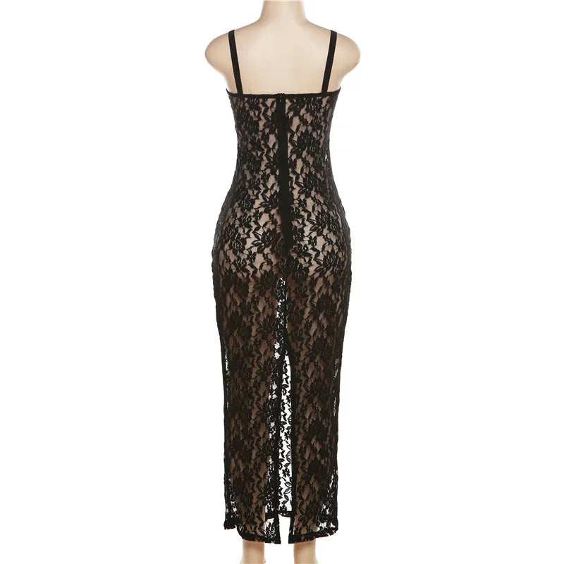 DressBetty - 2024 Sexy Backless Sleeveless Maxi Split Lace Dress