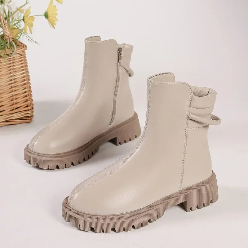 Hot Sale New Fashionable Round Toe Modern High Quality Plus Size Versatile Ankle Boot