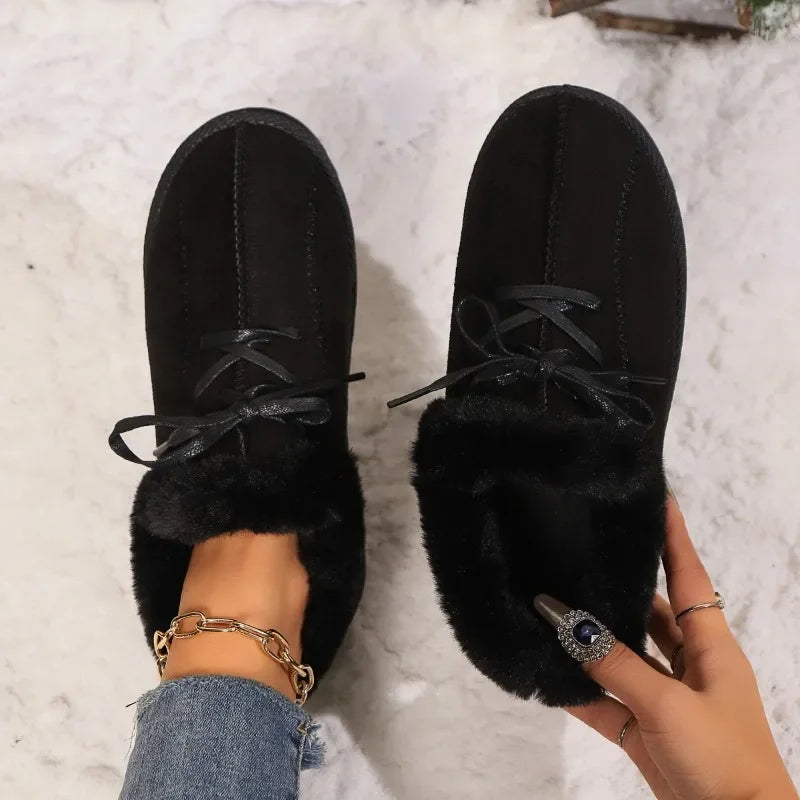 Hot Sale Shoes for Women 2024 New Plush Warm Fashionable Women's Boots Casual Lace-up Winter Cotton Shoes Zapatos De Mujer