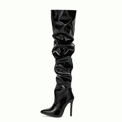 Modern Hot Sexy Autumn Winter Patent Leather Over-the-knee Slim High Heel