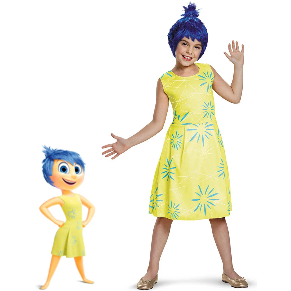 Inside Out 2 Cosplay Cartoon Joy Disgust Anger Sadness Halloween Party Kid Costume