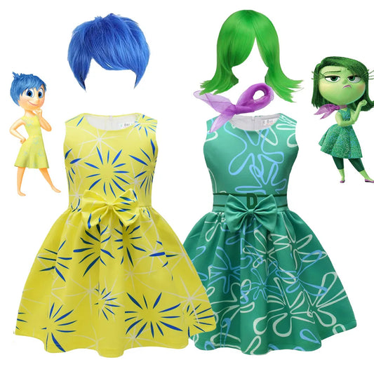 Inside Out Disgust Joy Princess Halloween Kids Carnival Party Costume