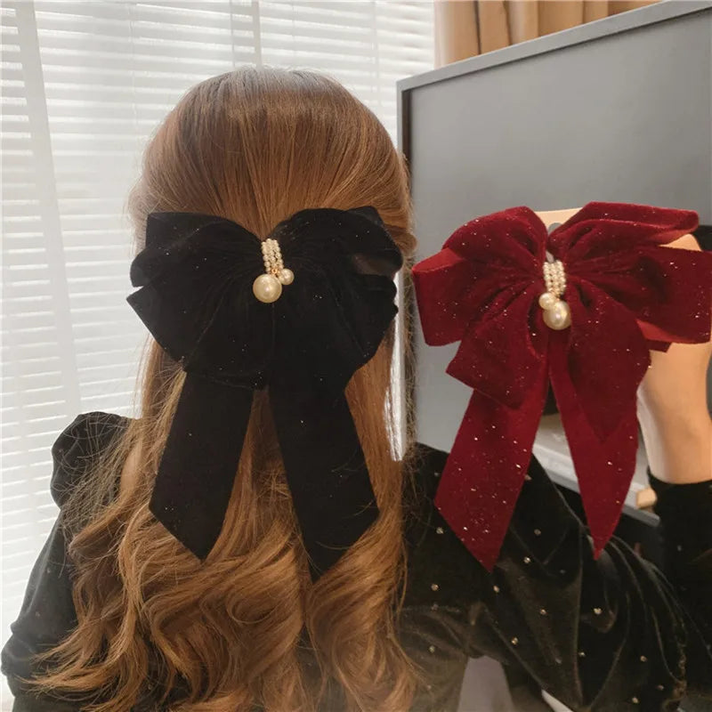 Velvet Bow-knot Christmas Hair Accessory - Large Size