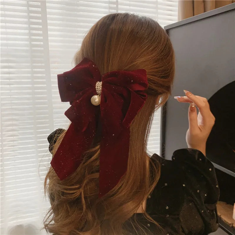 Velvet Bow-knot Christmas Hair Accessory - Large Size