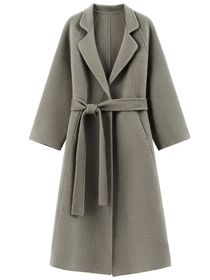 Double Sided Cashmere Medium Knee Loose Fashion Autumn Winter 2024 Coat