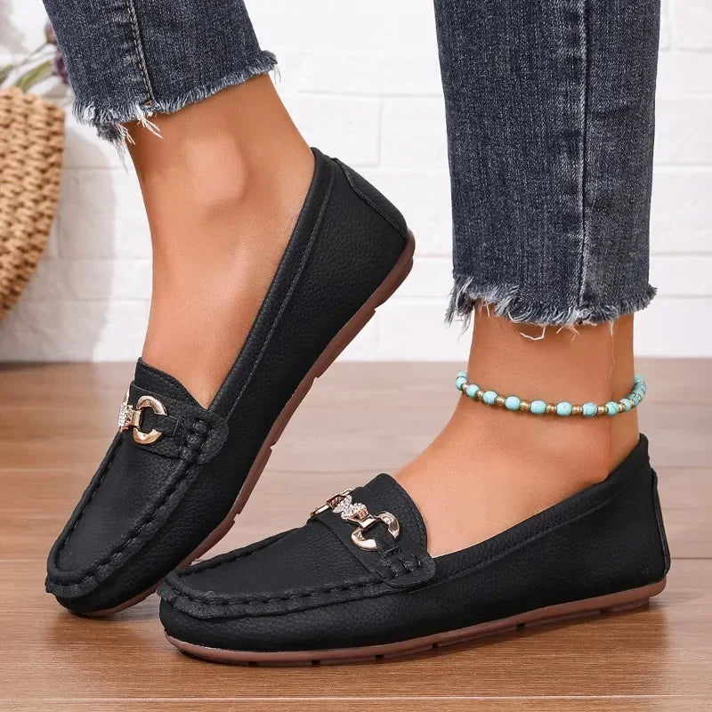 Solid Soft Sole Comfortable Slip On Casual Autumn Round Toe Flats Loafers