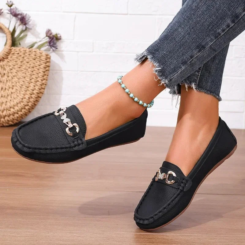 Solid Soft Sole Comfortable Slip On Casual Autumn Round Toe Flats Loafers