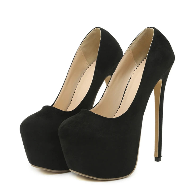 2024 Spring Autumn Platform Black Round Toe Super High High Heel