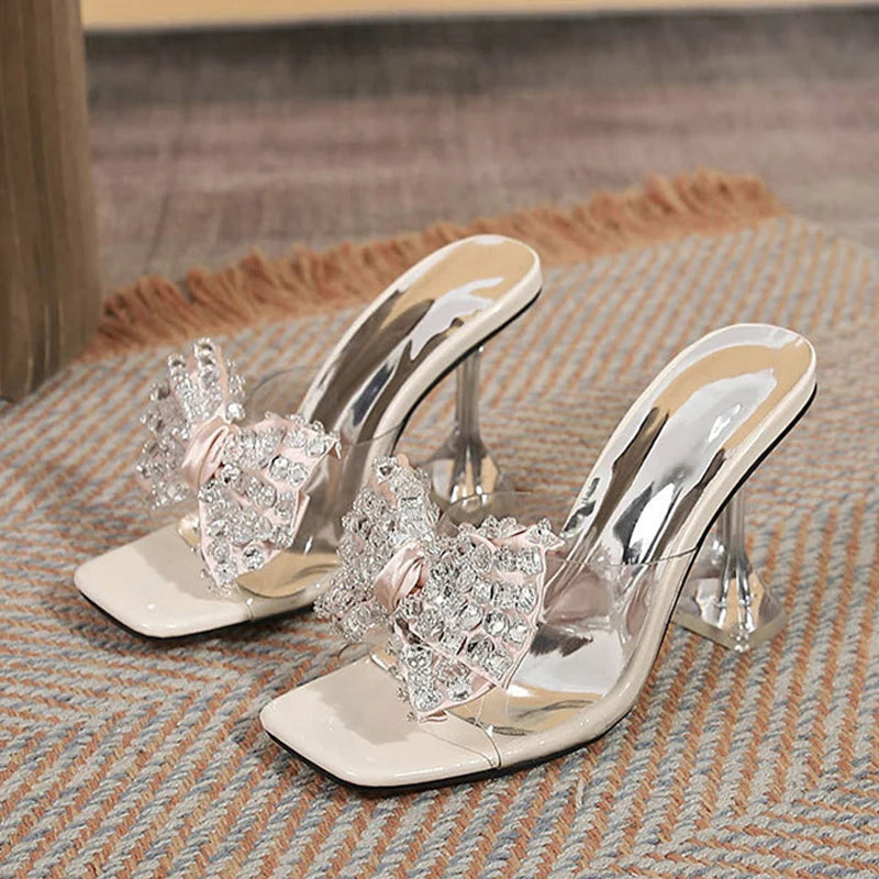 Trendy  Big Size Clear High Heel Modern Slippers Sexy Transparent High Heel