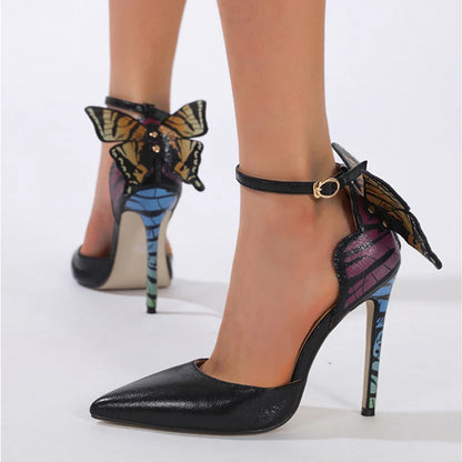 Sexy Pointed Toe Slingback Fashion Big Butterfly High Heel High Heel