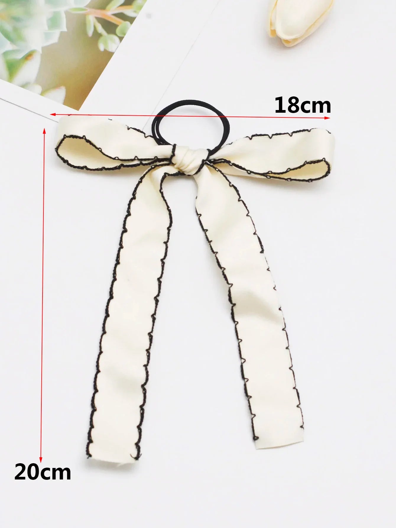 Long Tassel Streamer Elastic Ribbon Bowknot Hair Accessory for Christmas