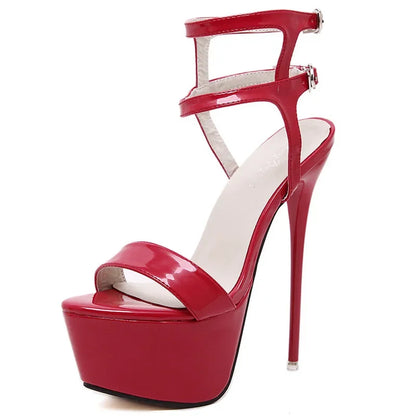 Fashion 6cm Platform Patent Leather Peep Toe Party High Heel