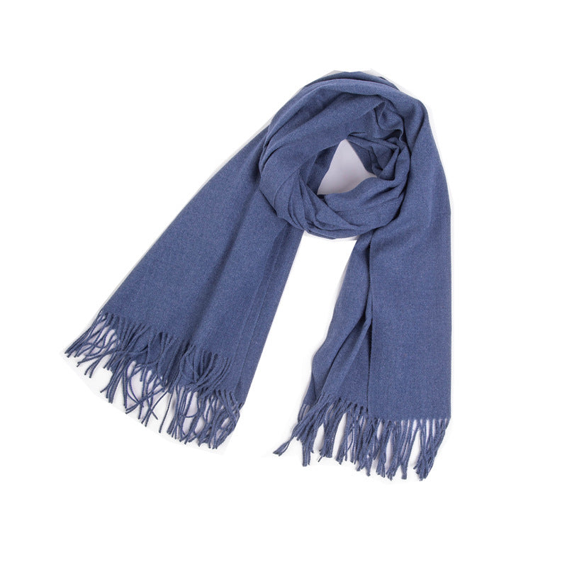 New Autumn Winter Full-polyester Tassel Solid-colored Versatile Scarf