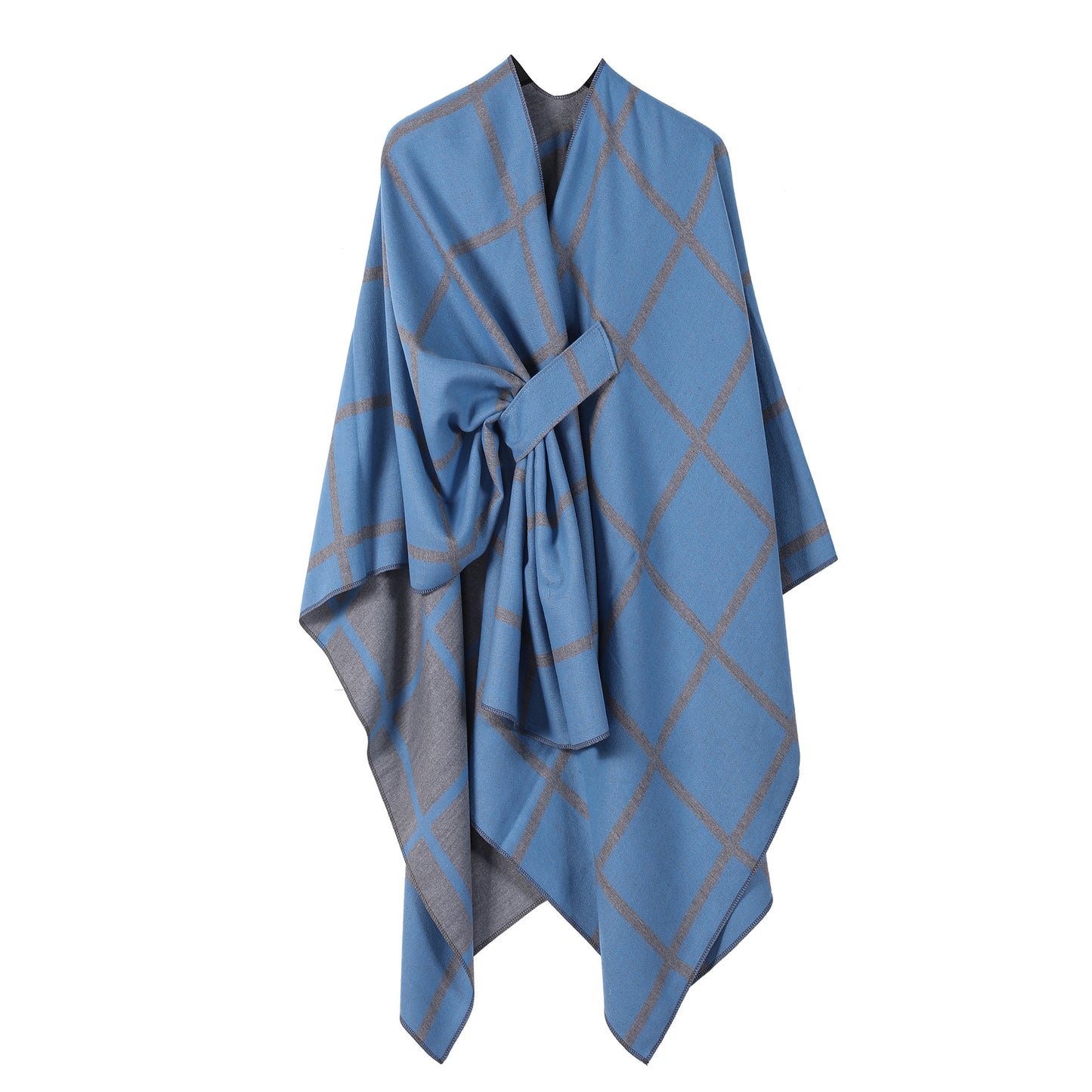 Best-selling Side-tied Plaid Split Cape Warm Cross-border Scarf