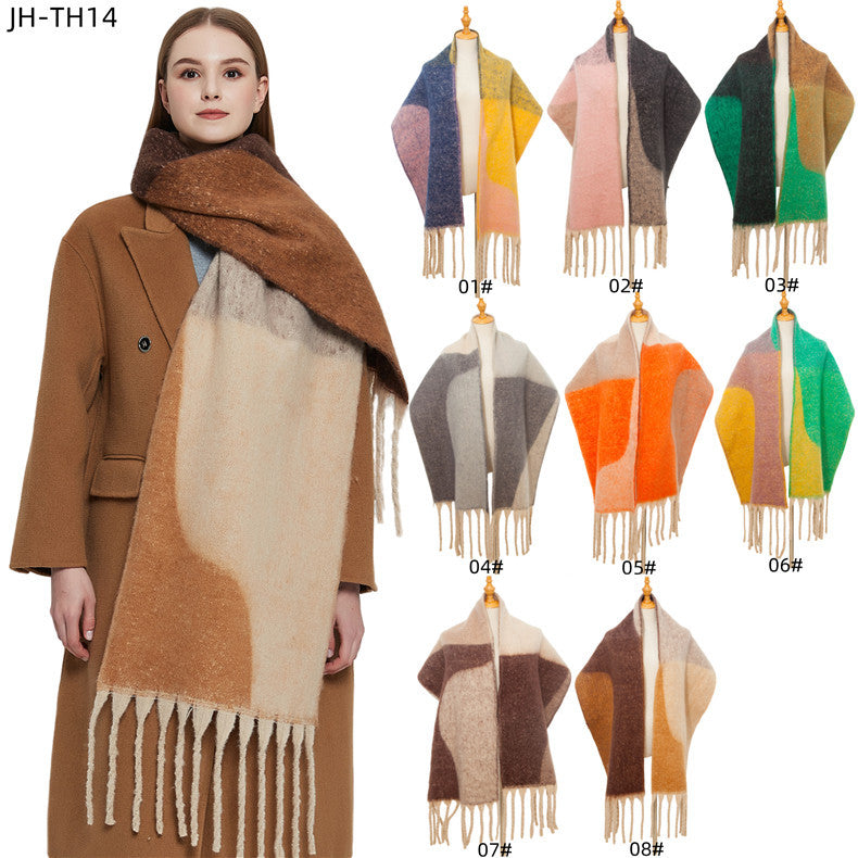 Thickened Cape Autumn Winter Loop-yarn Geometric Scarf