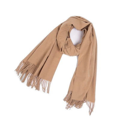 New Autumn Winter Full-polyester Tassel Solid-colored Versatile Scarf