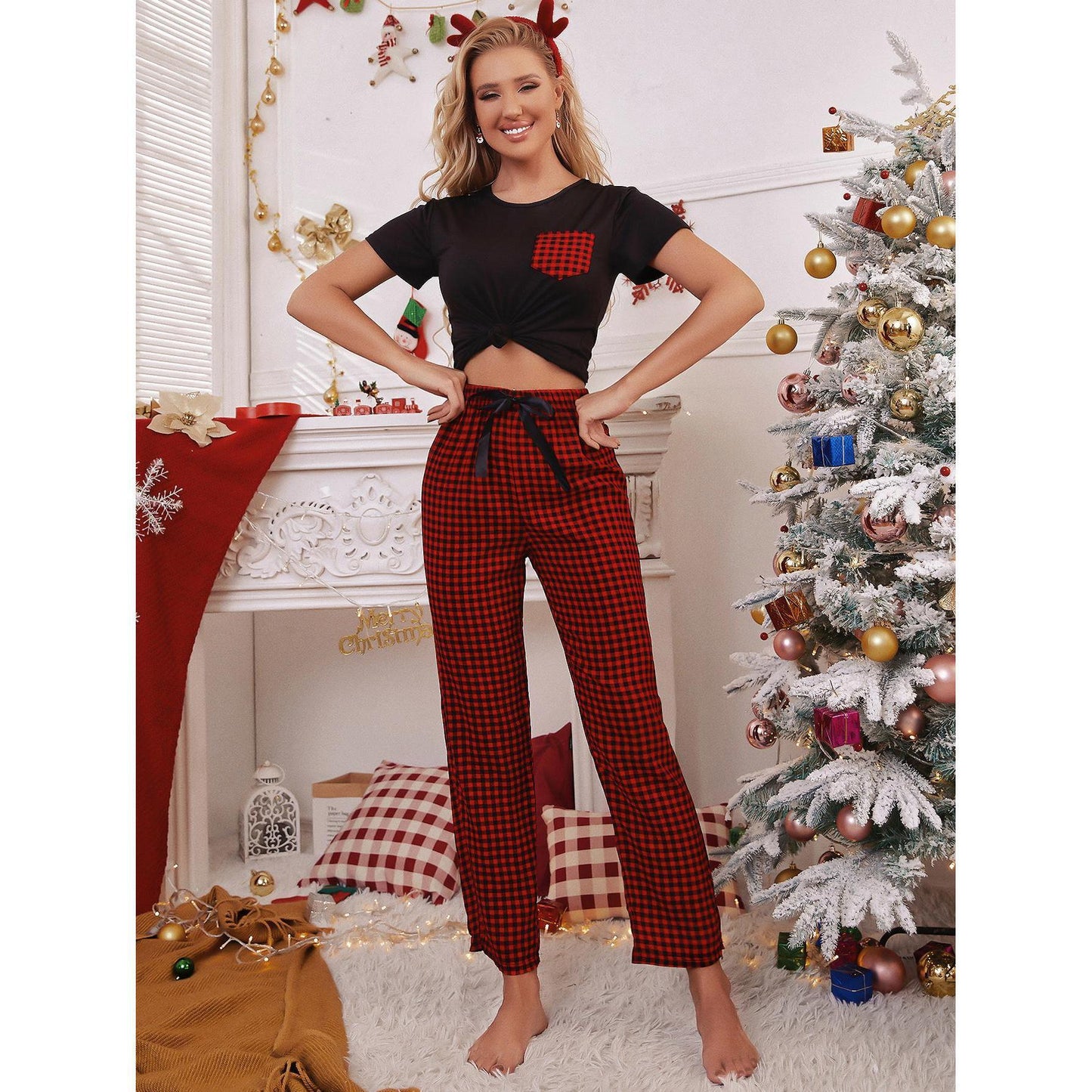 Comfortable Stylish Printed Casual Relaxed Cozy Soft Festive Christmas Suit