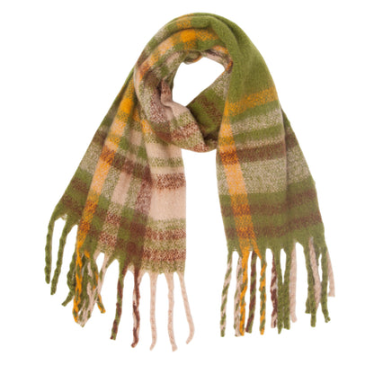 New Autumn Winter Thickened Coarse-tassel Plaid Warm Scarf