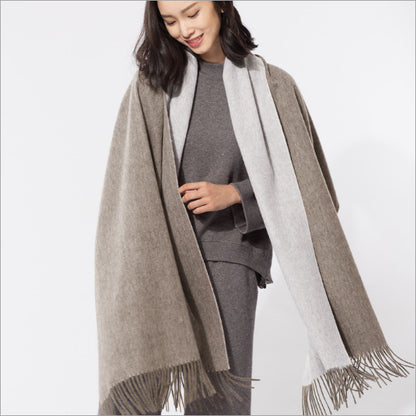 Heavyweight Thickened Pure-wool Autumn Winter Double-sided Scarf