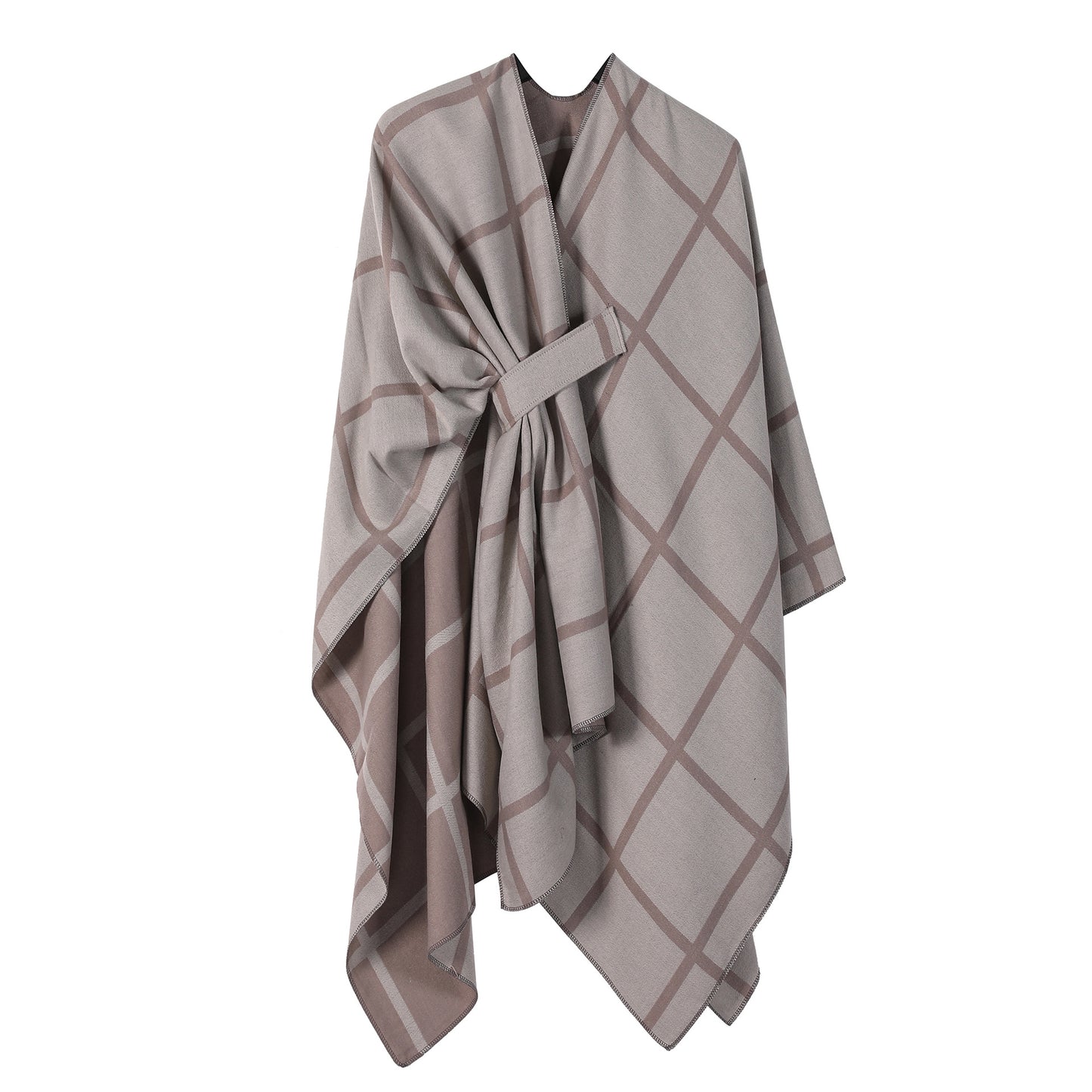 Best-selling Side-tied Plaid Split Cape Warm Cross-border Scarf