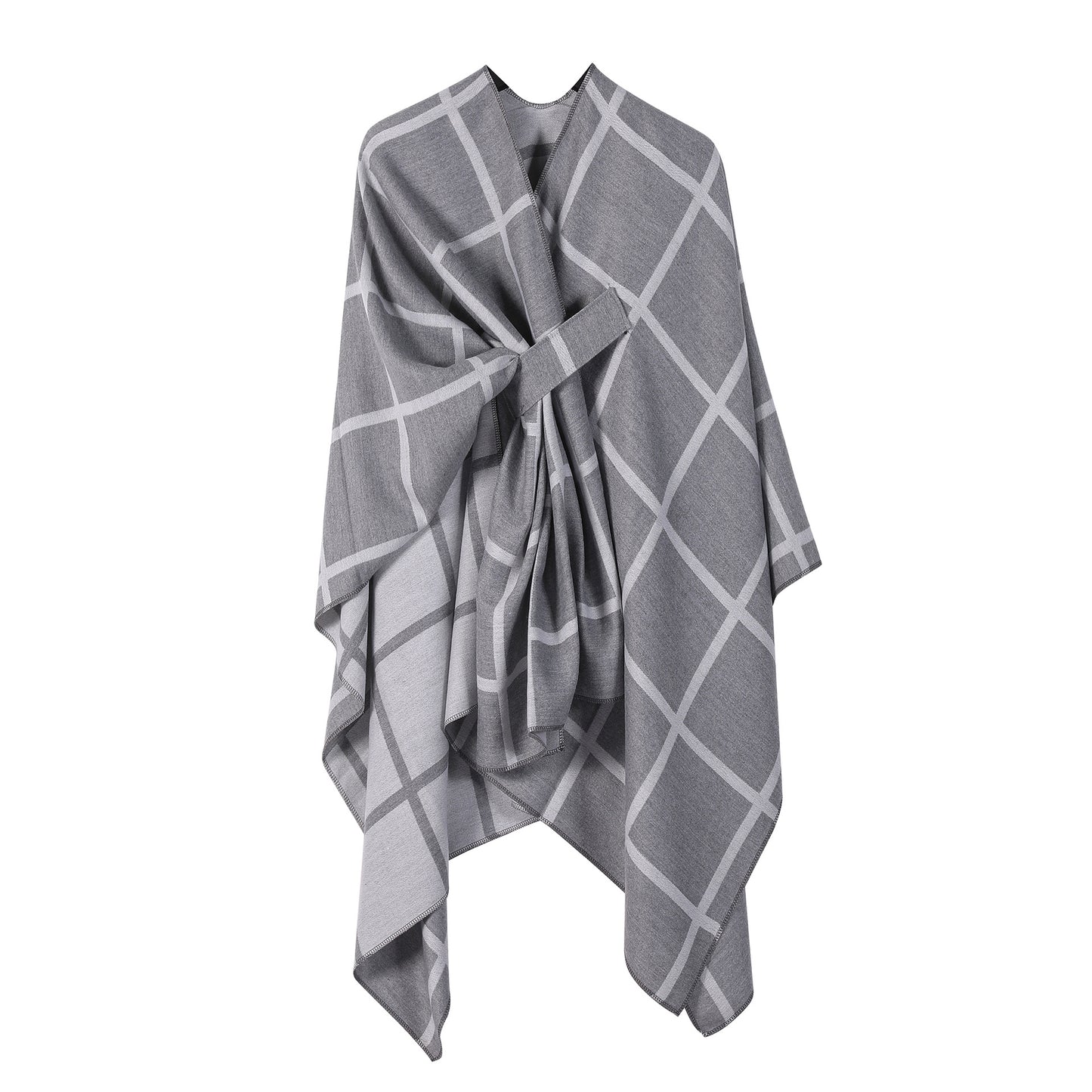 Best-selling Side-tied Plaid Split Cape Warm Cross-border Scarf