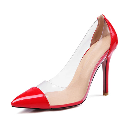 Patent Leather Transparent Versatile Elegant Sexy Single High Heel