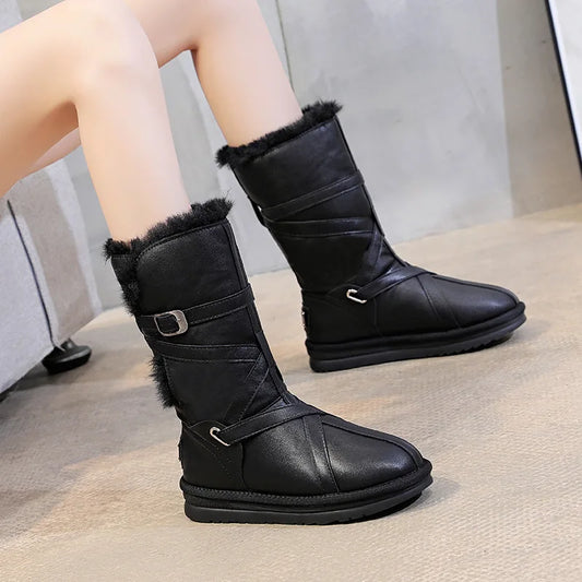 Thick Bottom Super Warm Flat Bottom Fur Wool Tide Snow Boot