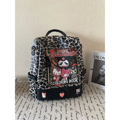 Kuromi Leopard Print Y2K Gothic Vintage Fashion Luxury Cartoon Cute Shoulder Bag