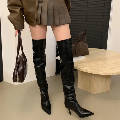 Trendy Stylish Comfortable Elegant Fashionable Chic Pointed Toe Knee High Boots