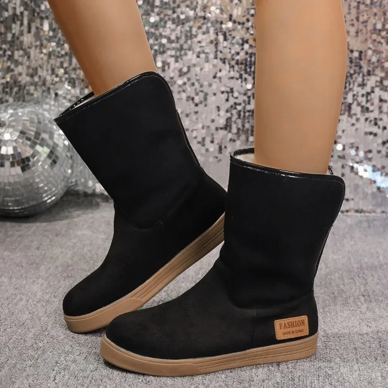 Shoes for Women 2024 Comfortable and Warm Winter Women's Furry Boots Simple and Versatile Casual Mid Calf Boots Botas De Mujer