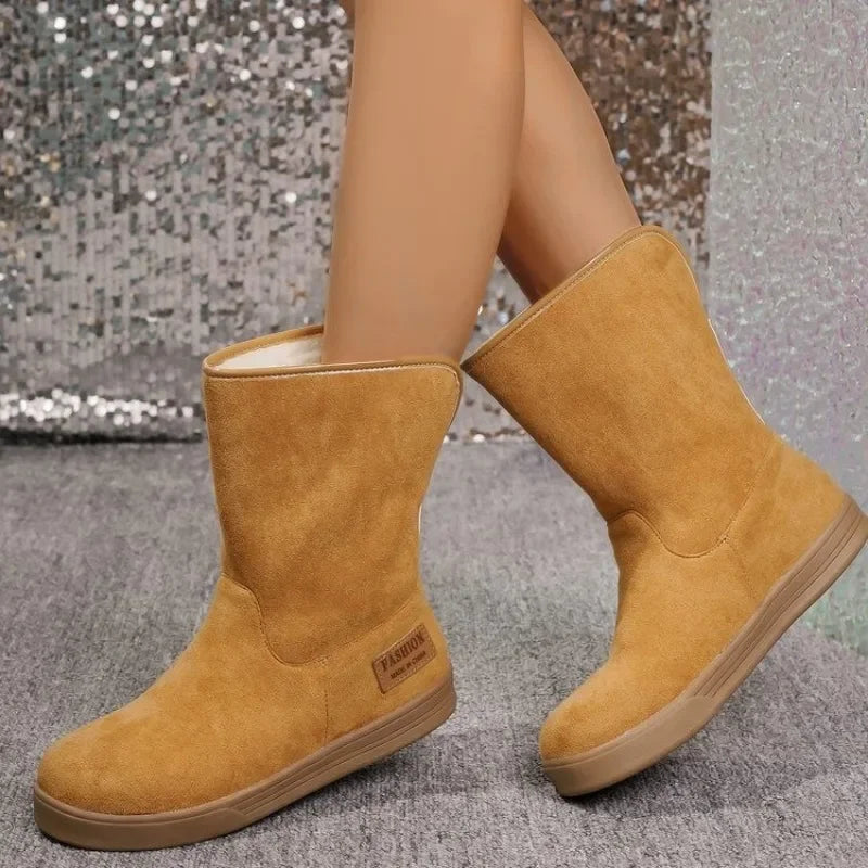 Shoes for Women 2024 Comfortable and Warm Winter Women's Furry Boots Simple and Versatile Casual Mid Calf Boots Botas De Mujer