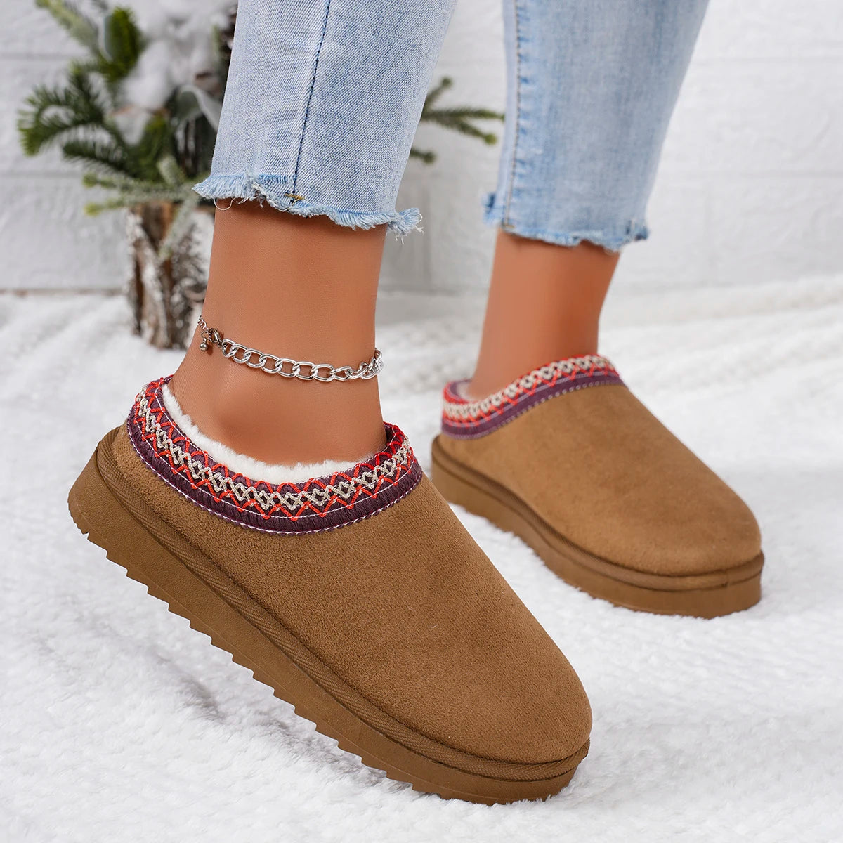 Cashmere Warm Thick Sole Comfortable Half Slipper Snow Boot