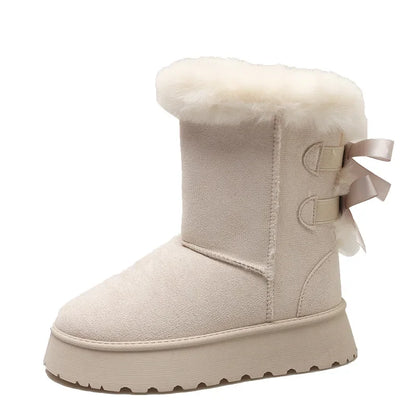 Thick Plush Thick Sole Non-slip Solid Button Retro Snow Boot