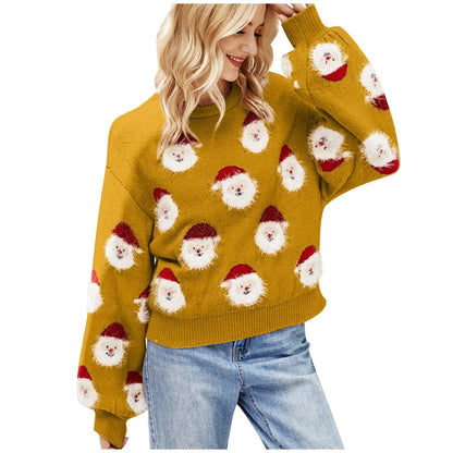 Christmas Santa Claus Print Knitted Sweater