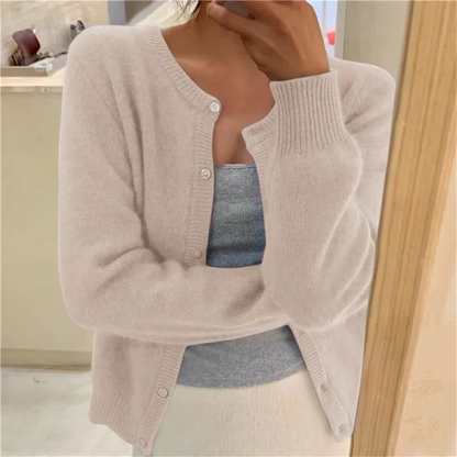 Solid Knit Single Breasted Long Sleeve Loose Autumn Spring Casual Elegant Cardigan