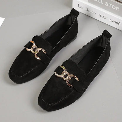 Metal Decor Slip On Fashion Loafers Moccasins Big Size Casual Flats Loafers