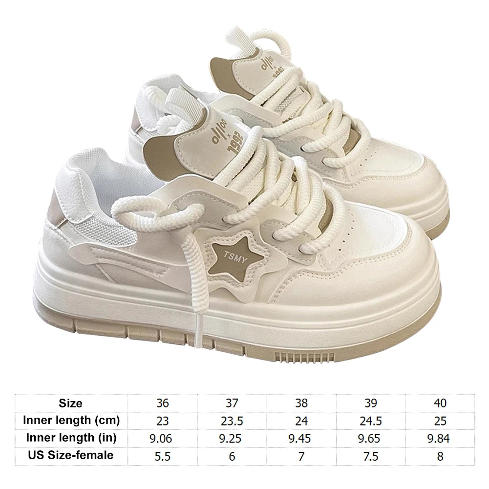 Star Walking Sneakers Y2K Platform Shoes Thick Sole Casual Sport Shoes Non-Slip Aesthetic Tennis Shoes for Outdoor Sports