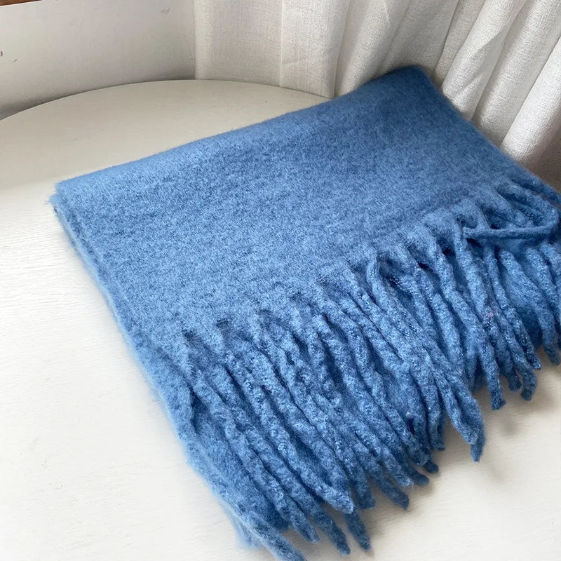 28-Color Long Muffler Soft Thick Mohair Warm Scarf