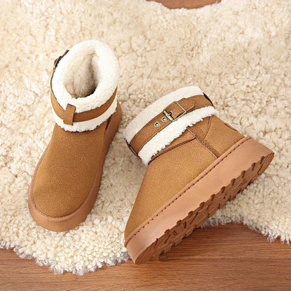 Thick Bottom Women's Fleece-lined Winter Boots Cotton Warm Shoes Integrated Leather Outerwear New 2024 Style Snow Boots