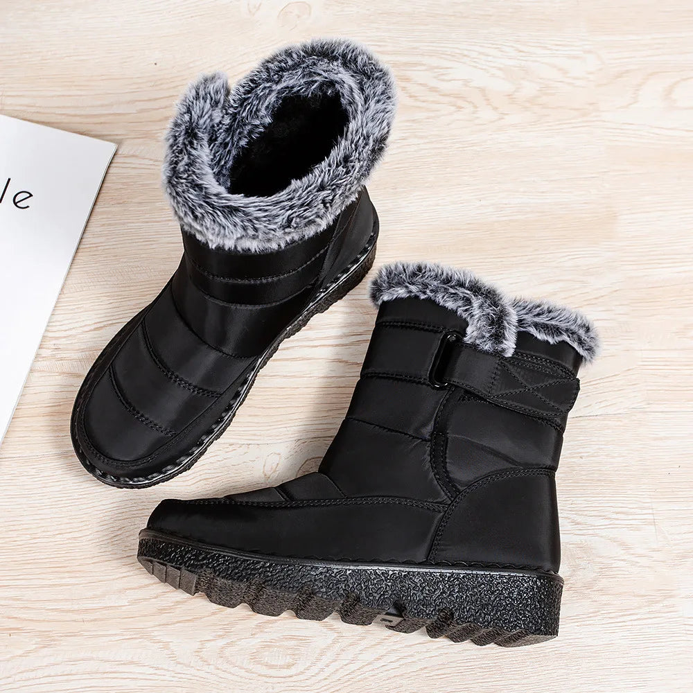 Waterproof Faux Fur Long Plush Platform Ankle Warm Snow Boot